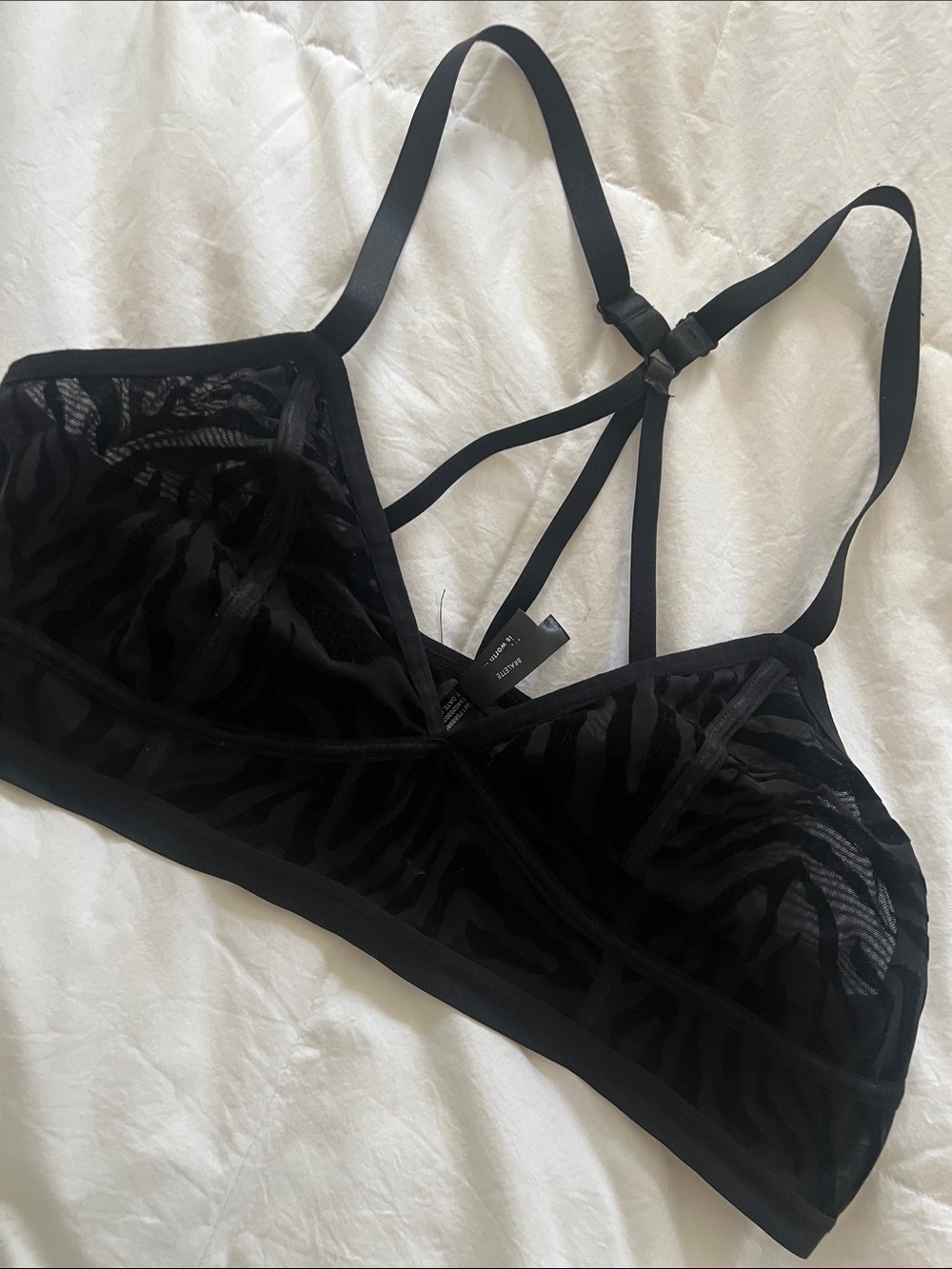 TORRID Animal PrintSheer Black Strappy Bralette - Women Intimates